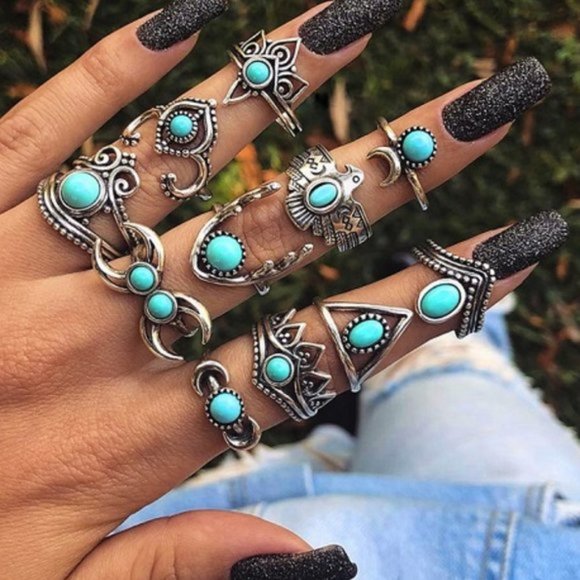 New Gothic Bad Girl Hot Chic 11Pcs Sexy Ring Set - Picture 1 of 5